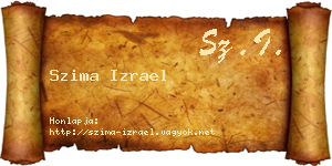 Szima Izrael névjegykártya